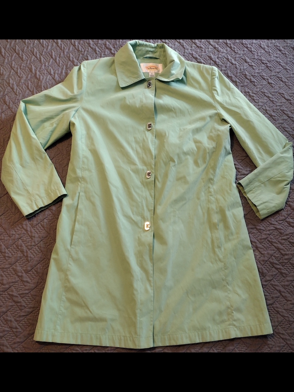 Talbots Mint Green Single-Button Trench Coat